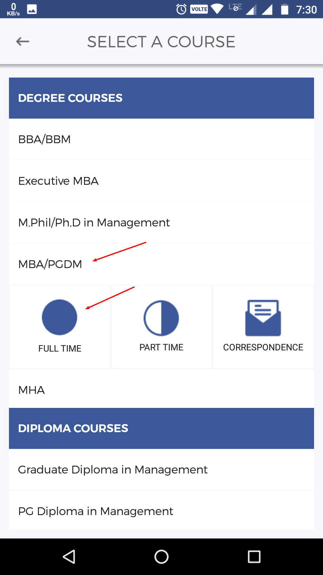 Collegedunai homepage choose course