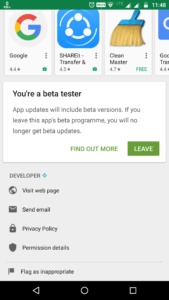Beta Tester Screen