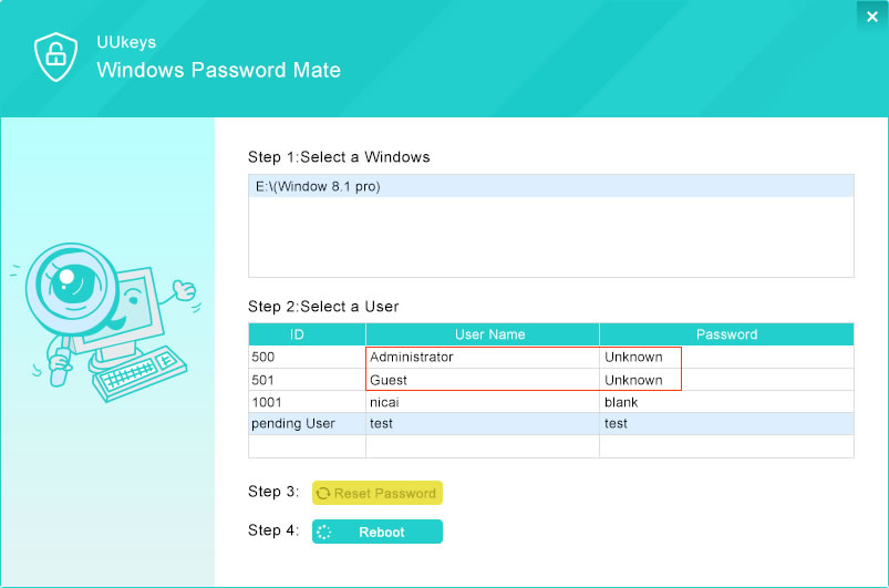 start to reset windows 7 password