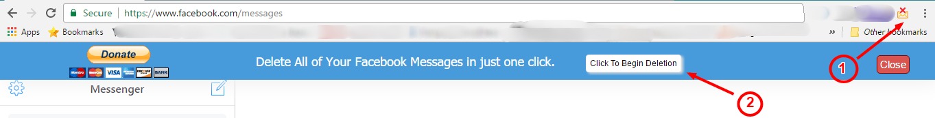 Delete Facebook messages using Delete Facebook messages chrome extension