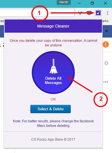 Delete all Facebook messages using Message Cleaner