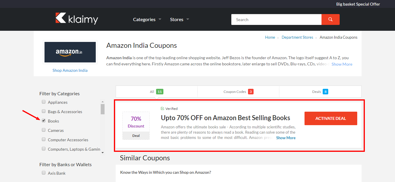 Amazon books coupons and deals