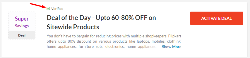 Flipkart verfied coupons