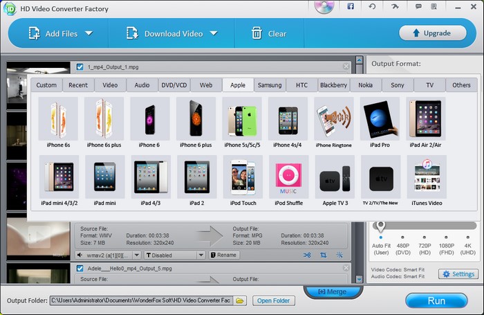 Wonderfox video converter pro selecting format