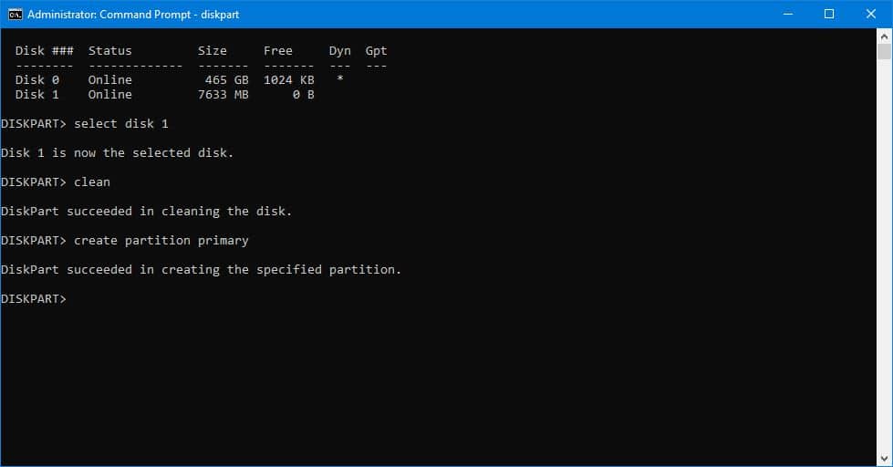 create partition primary in cmd