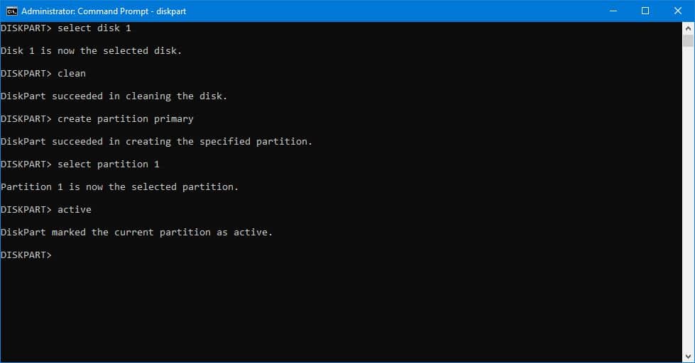 partition active using CMD