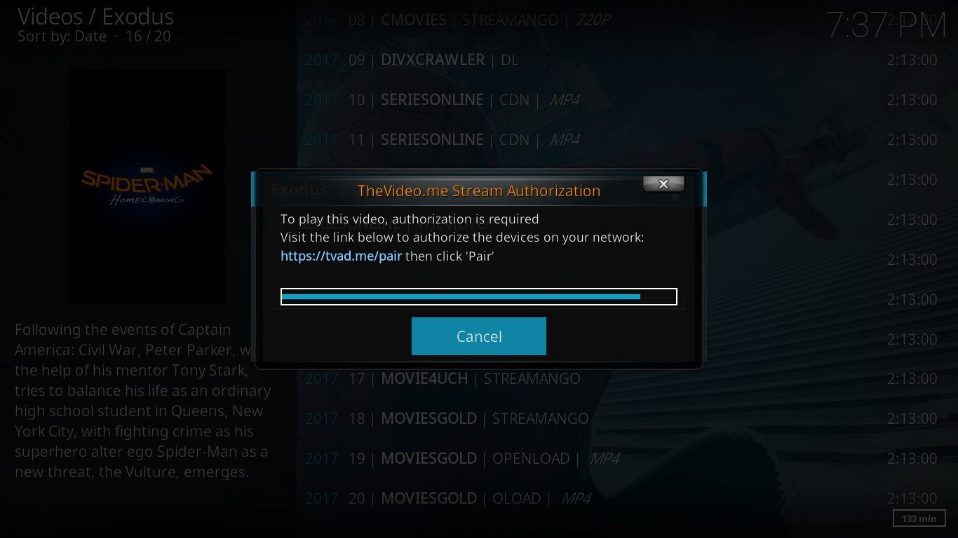Fix Thevideo.me Pair Authorisation On Kodi