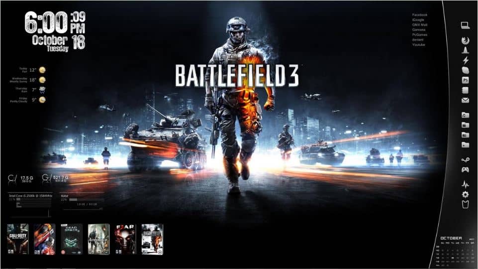 battlefield 3 rainmeter skin