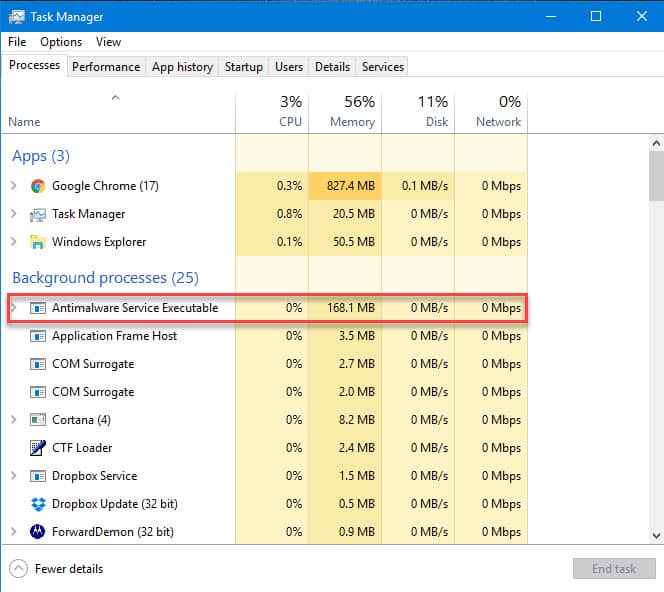 antimalware service executable high cpu usage fixed