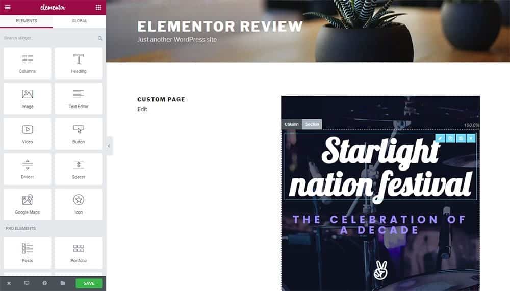 elementor start page