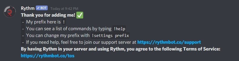 Discord bot welcome message