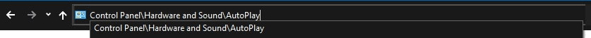 Navigating to autoplay in control panel