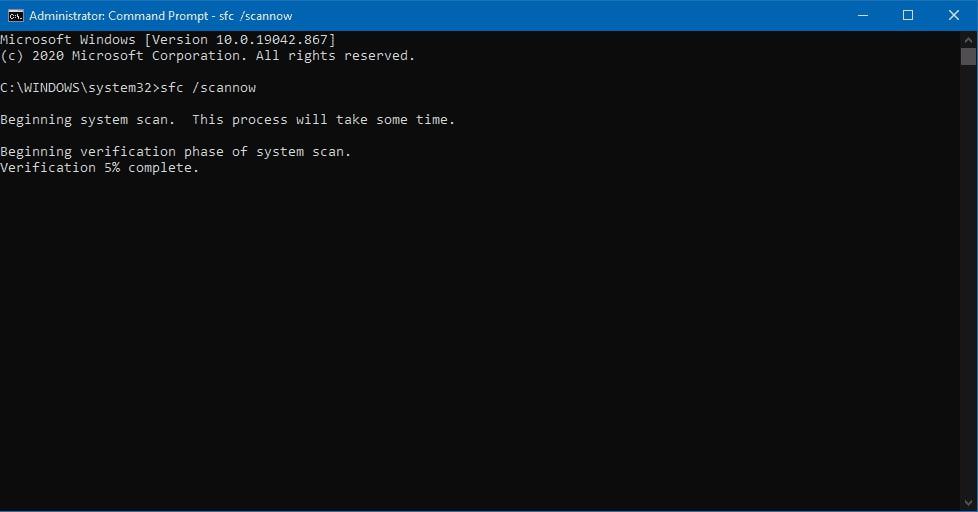 Systen file scan in command prompt